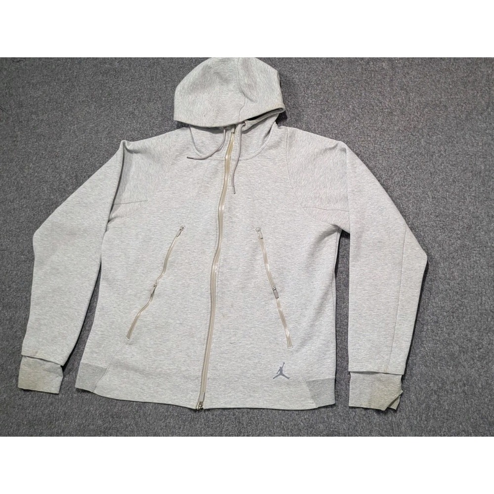 Jordan Hoodie Mens XXL Gray Tech Hooded Basketball Thumb Hole Jacket‎ Athleisure
